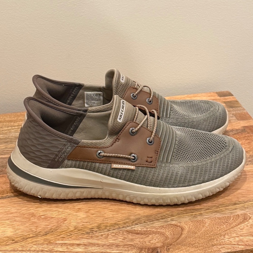 Skechers Delson 3.0 Roth Hands Free Slip-ins Boat Shoe Mens 10.5 Taupe 210606W